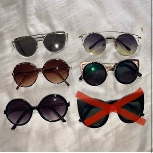 Cat eye oversized/round sunglasses bundle